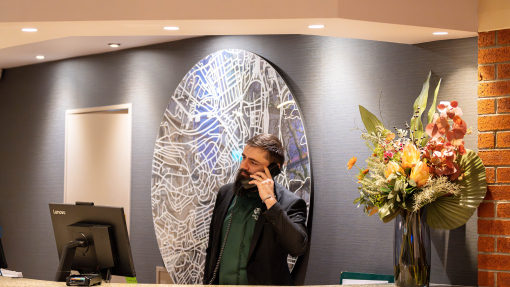 Receptionist answering the phone