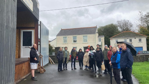 group photo outside Hwb Tywi 