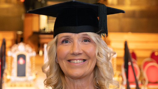 Image of  Tegwen in her cap and gown 