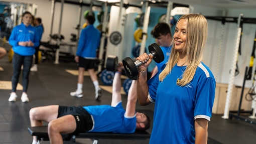 Students working out in the gym 