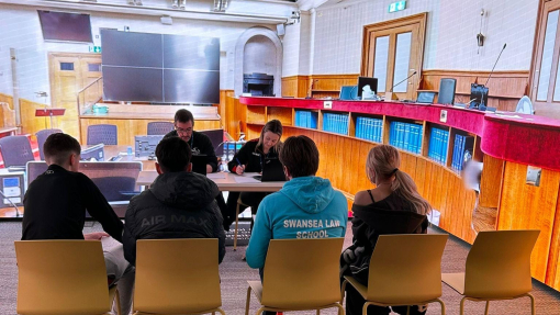 courtroom mock up in the immersive room