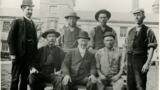 an image of groundsmen that were working in Lampeter during the 1920s and 30s