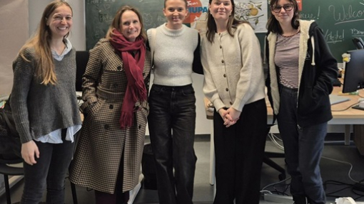 UWTSD's Kath Griffiths and Hannah Clayton with colleagues from Universite Paris Cite