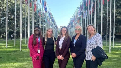 Image of the group outside the UN summit in Geneva
