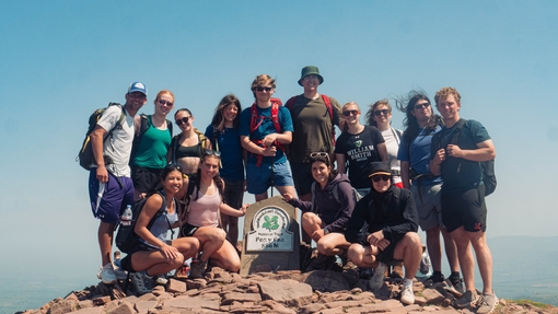 HWS students with UWTSD OAE students on top of Penyfan mountain 