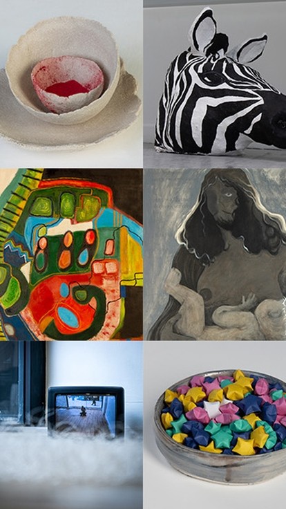 Thirty examples of work from the fine art class. 