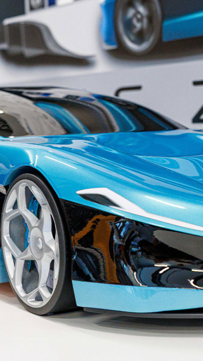 Design of a blue sports car Automotive and Transport Design