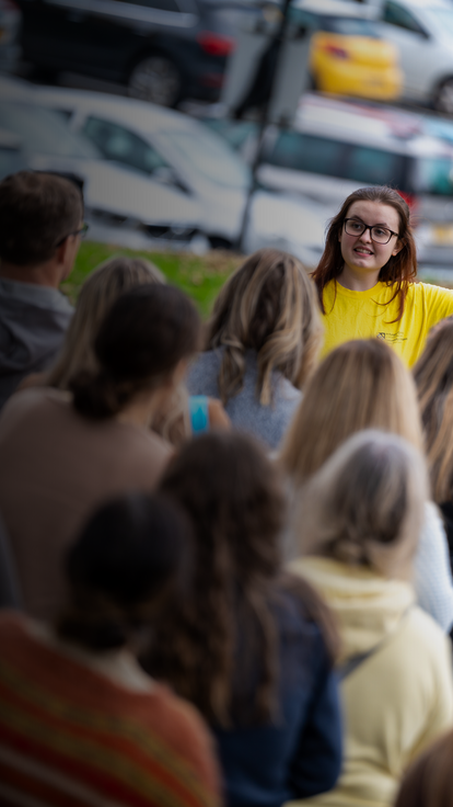 student ambassador at an open day event
