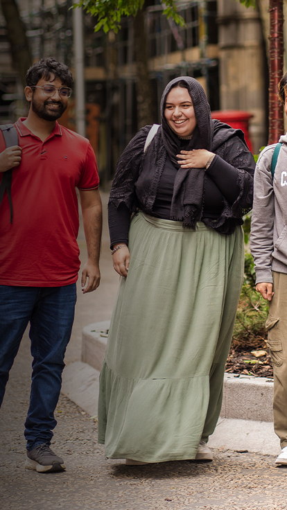 student life and community students walking smiling