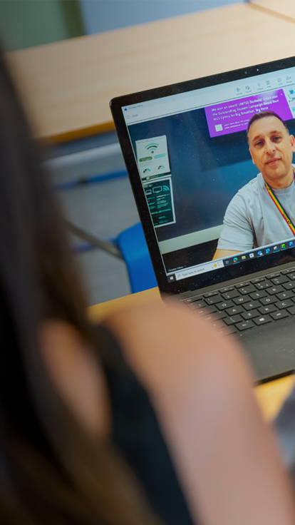 Student taking part in an online learning session.