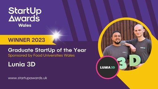 Tystysgrif StartUp Awards Wales ar gyfer Lunia 3D.