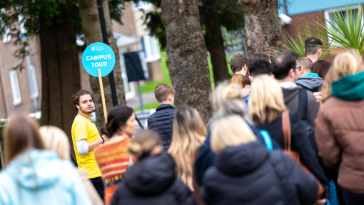 Student ambassador leading a Carmarthen campus tour