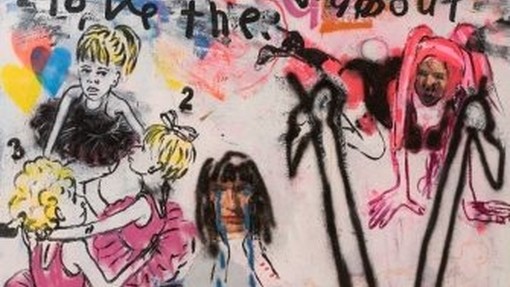 A colourful example of work by Professor Williams, a leading voice in contemporary British Art whose raw and powerful paintings stretch across vast canvases and reference Renaissance portraiture.