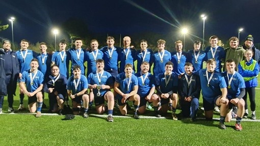 A formal photo of the UWTSD Rugby team