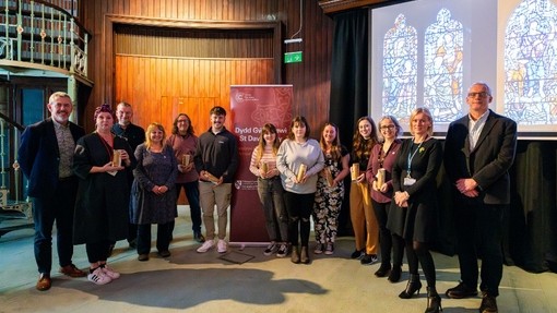 A group shot of winners and participants at the St Davids Day Awards and Lecture