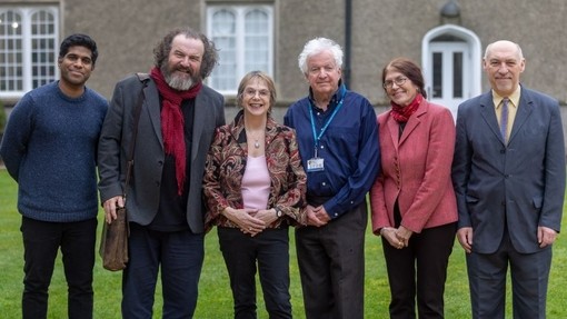Pic of the distinguished speakers at UWTSD's Lampeter campus.