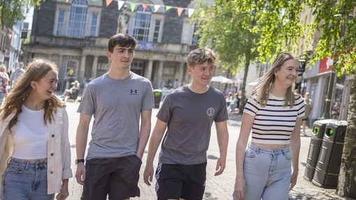 Students in Carmarthen Town Centre
