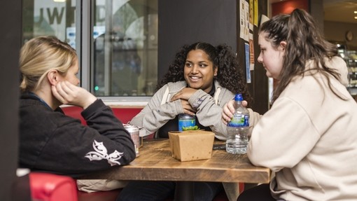 Students in Dynevor Cafe.