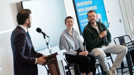 Hospitality students at conference on a panel