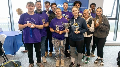 The winning team from Bishop Vaughan School and Gower College