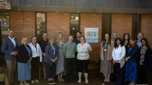 A group shot of everyone that attended the event, lined up outside Canolfan Carwyn in Drefach