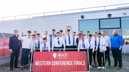Team photo of UWTSD Football team 2025 with trophy