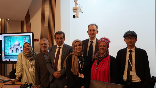 Group photo of Professor Gary R. Bunt with Foysol Choudhury MBE MSP, Professor Sariya Cheruvallil-Contractor and representatives from the Alwaleed Centre following his presentation on the key findings from the Digital British Islam research project at a special event held at the Scottish Parliament.