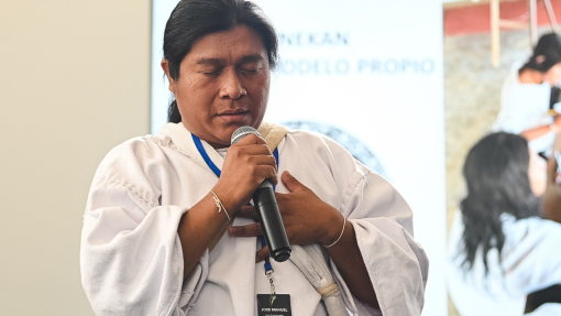 Jose manuel from the Cogi people ritual at Dylan THomas Centre