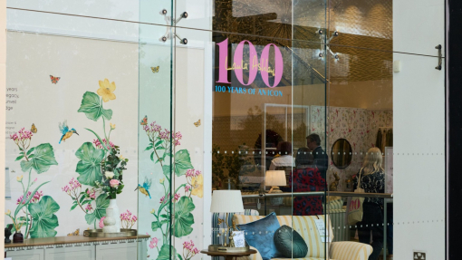 Laura Ashley new flagship store window displaying work of Anna Eynon