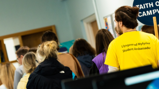 open day attendees going on a campus tour with student ambassadors