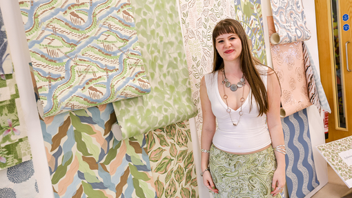 student show fabric on display