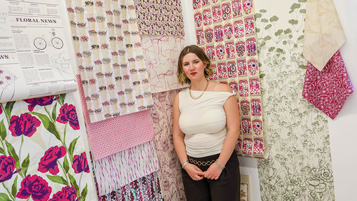 student show fabric on display