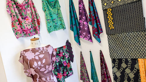 student show fabric on display