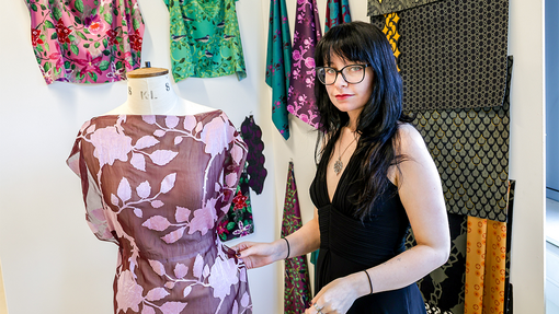 student show fabric on display