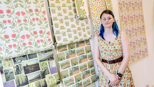 student show fabric on display