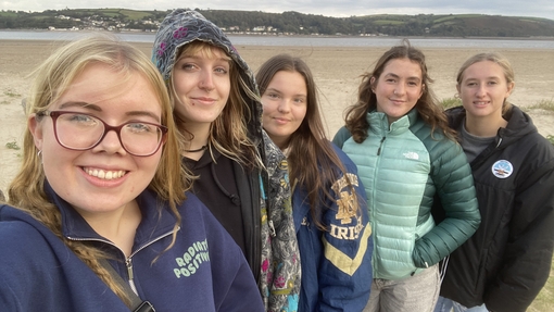 Naomi Davies and friends at Llansteffan beach
