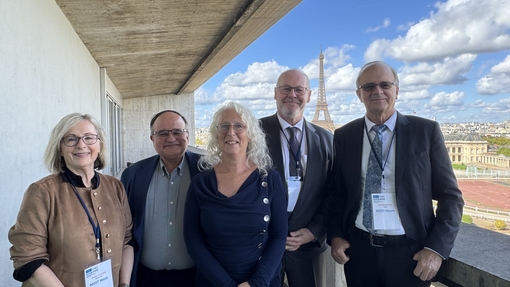 Left to Right - Joni Adamson, Director of the BRIDGES Flagship Hub at ASU Julie Ann Wrigley Global Futures Lab, Carlos Álvarez Pereira, Secretary General of the Club of Rome. Luci Attala, Deputy Executive Director of BRIDGES and Director of the UK Hub Steven Hartman, Founding Executive Director of BRIDGES Peter Schlosser, University Vice President and Director General, Global Futures Laboratory.