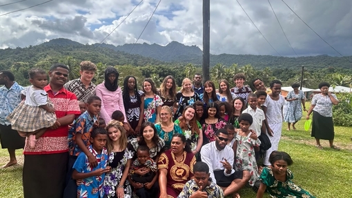 Niamh McAuliffe a BA International Travel and Tourism student with participants in the Think Pacific volunteering programme.