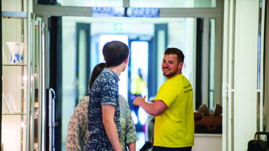 Student ambassador interacting with potential students