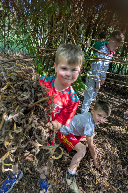 Children playing in the woodlands