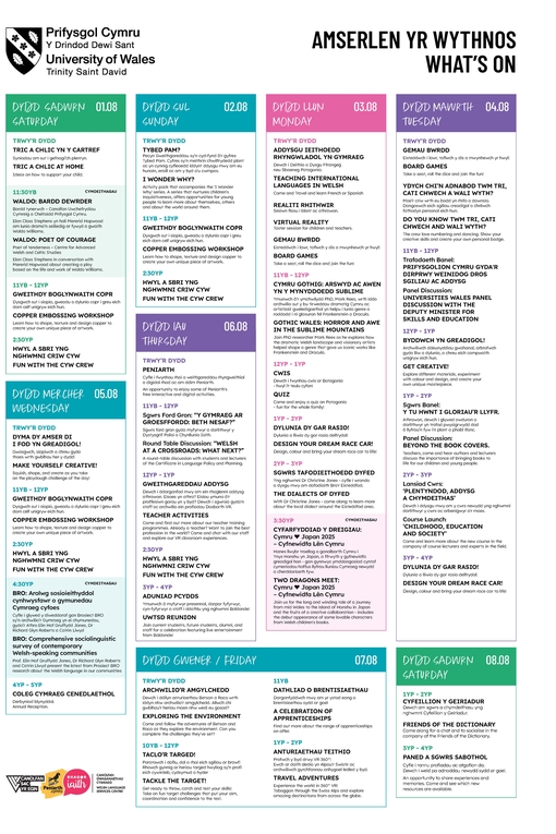 UWTSD Timetable - Eisteddfod 2026