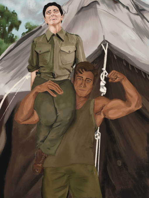 illustration of a man holding another person
