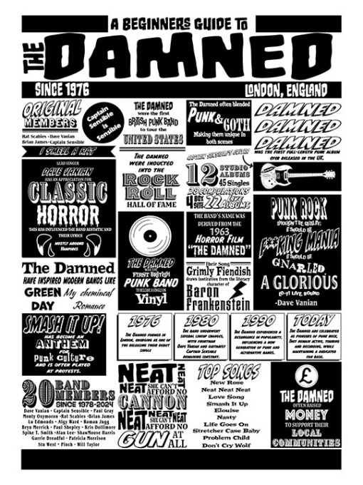 graphic design of 'damned' work with writting