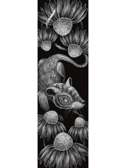 illustration of a squirrel with flowers