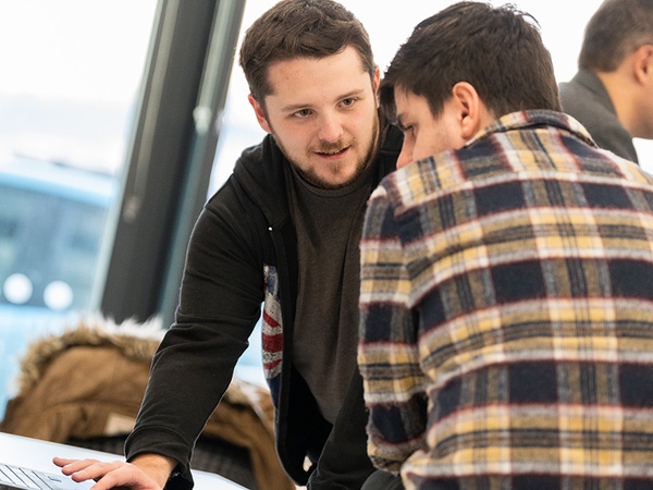 Two students in discussion