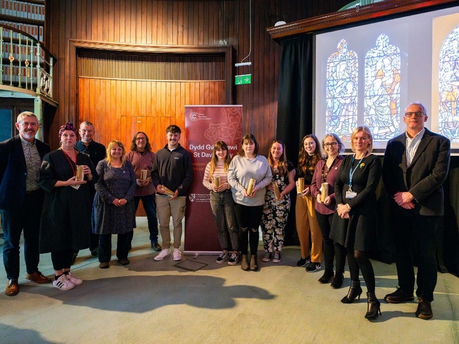 A group shot of winners and participants at the St Davids Day Awards and Lecture