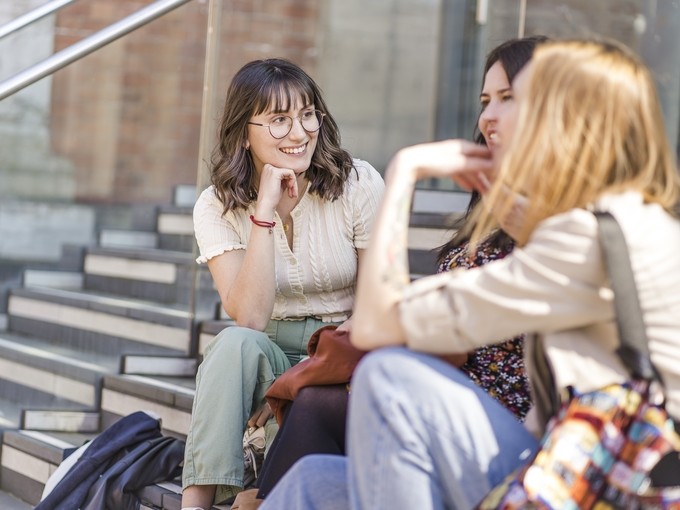 Students on the steps outside Alex