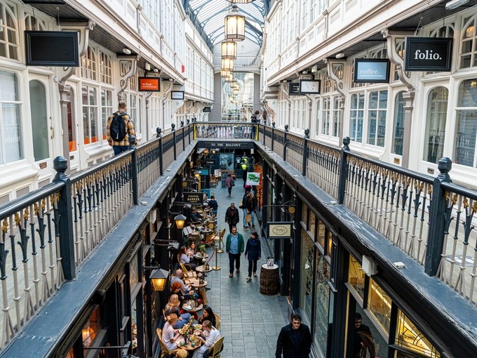 Balcony shot of Cardiff arcade