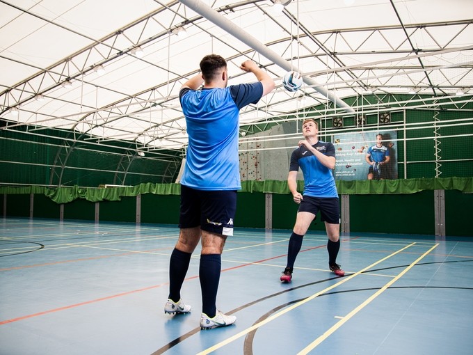 Students football training