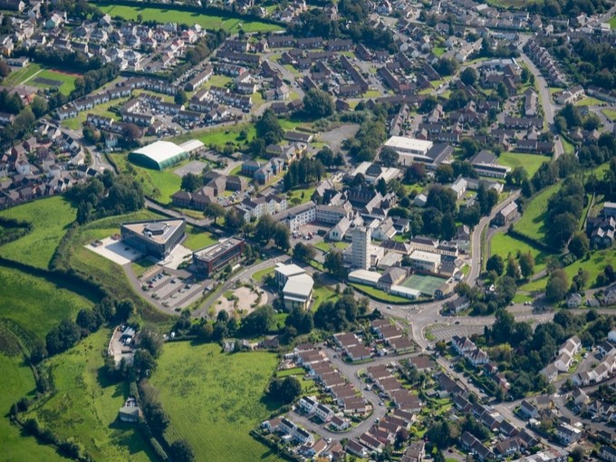 Ariel shot of Carmarthen campus